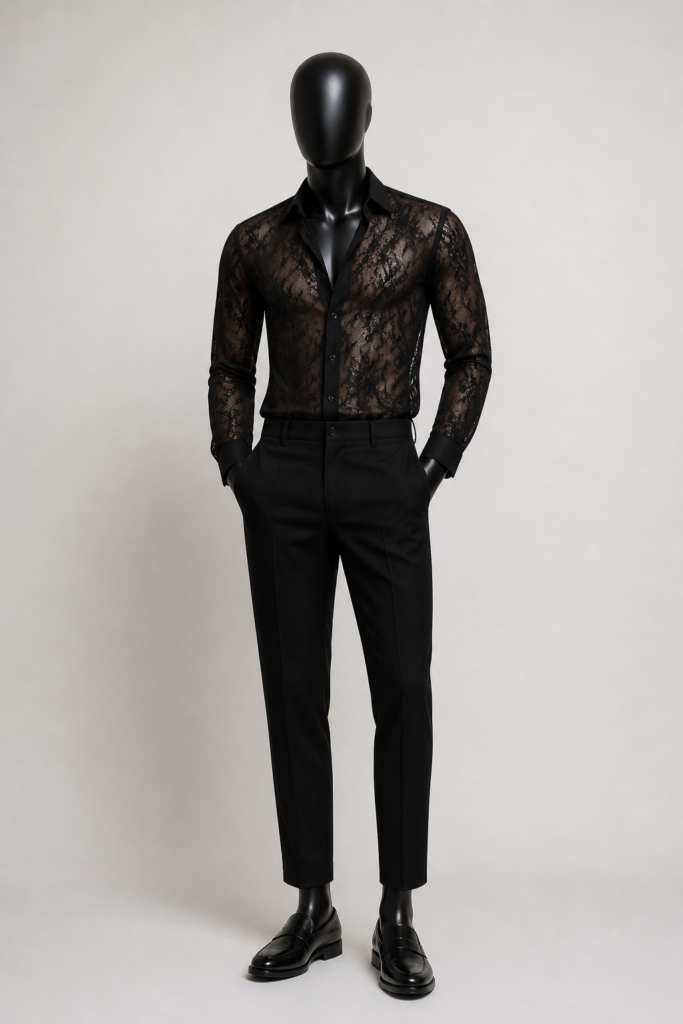 Black Sheer Shirt + Black Trousers (Met Gala–Inspired Summer Look on a Budget) 2026